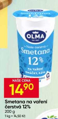 OLMA Smetana na vaření čerstvá 12% 200 g