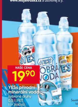 YESs přírodní minerální voda vybrané druhy 0,5l PET