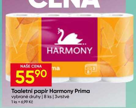 Harmony toaletní papír 3-vrstv. 8 rolí, vybrané druhy Hruška
