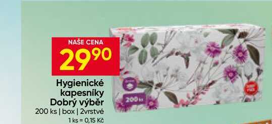 Hygienické kapesníky Dobrý výběr 200 ks box, 2vrstvé