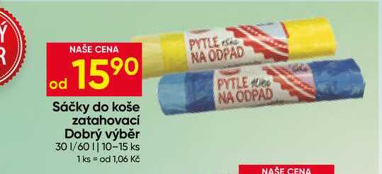 Dobrý výběr 30 l/60l 10-15 ks pytle na odpad