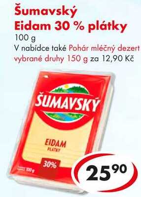 Šumavský Eidam 30% plátky, 100 g