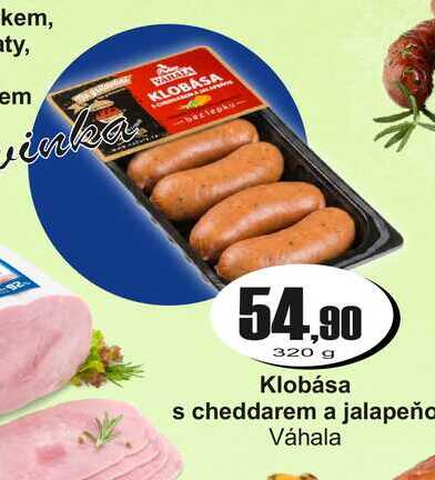 Klobása s cheddarem a jalapeňa Váhala