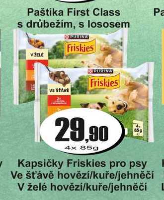 Kapsičky Friskies pro psy Ve šťávě hovězí/kuře/jehněčí želé hovězí/kuře/jehněčí