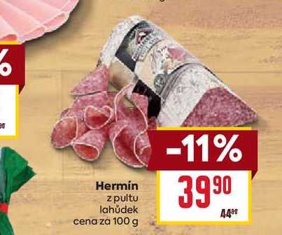 Hermín z pultu lahůdek cena za 100 g