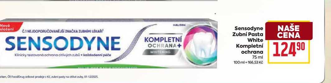 Sensodyne Zubní Pasta White Kompletní ochrana 75 ml BILLA