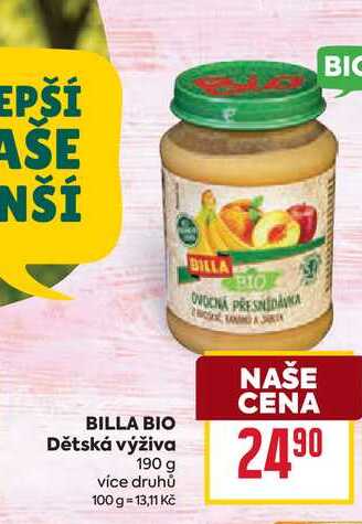 BILLA BIO Dětská výživa 190 g BILLA
