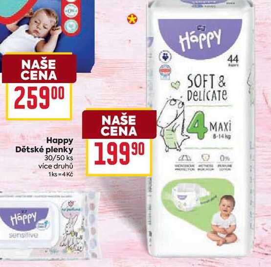 Happy Dětské plenky 30/50 ks BILLA