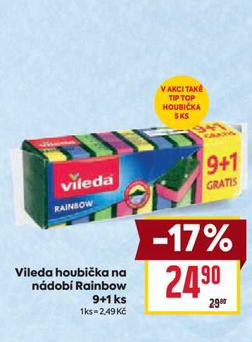 Vileda houbička na nádobí Rainbow 9+1 ks BILLA
