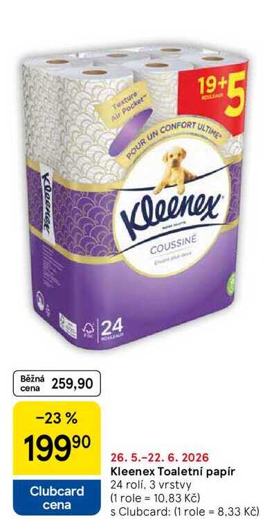 Kleenex Toaletní papír, 24 rolí, 3 vrstvy  