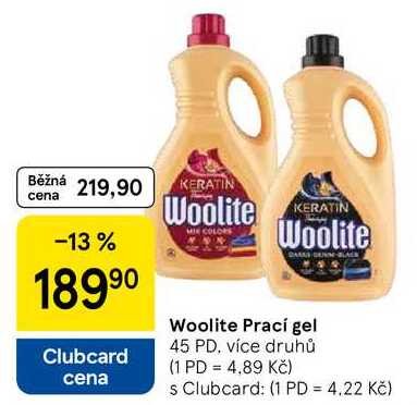Woolite Prací gel, 45 PD, více druhů Tesco