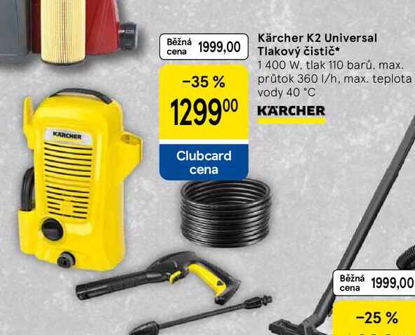 Kärcher K2 Universal Tlakový čistič, 1400 W, tlak 110 barů. max. průtok 360 1/h, max. teplota vody 40 °C 