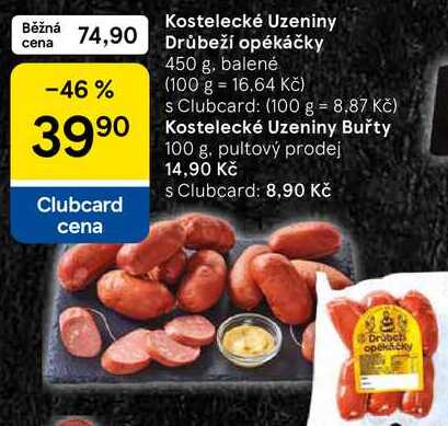 Kostelecké Uzeniny Drůbeží opékáčky, 450 g, balené