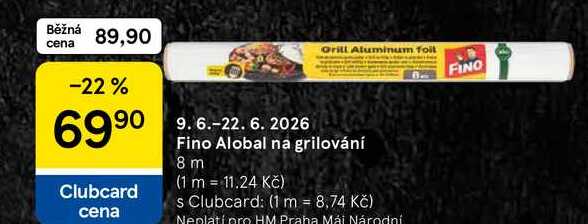 Fino Alobal na grilování, 8 m Tesco