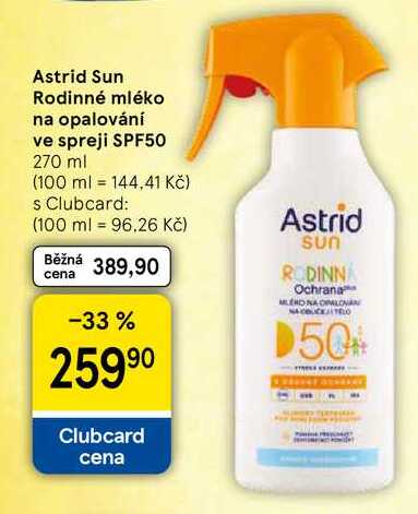 Astrid Sun Rodinné mléko na opalování ve spreji SPF50, 270 ml