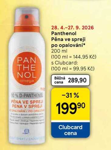 Panthenol Pěna ve spreji po opalování, 200 ml Tesco