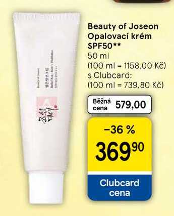 Beauty of Joseon Opalovací krém SPF50, 50 ml Tesco