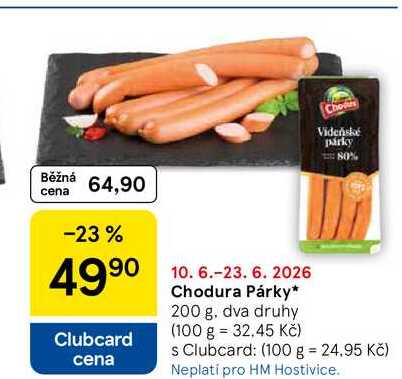 Chodura Párky, 200 g, dva druhy