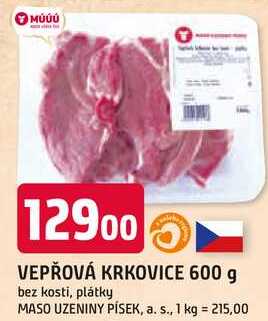 VEPŘOVÁ KRKOVICE 600 g bez kosti, plátky 