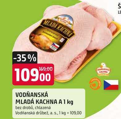 VODŇANSKÁ MLADÁ KACHNA A 1 kg bez drobů, chlazená