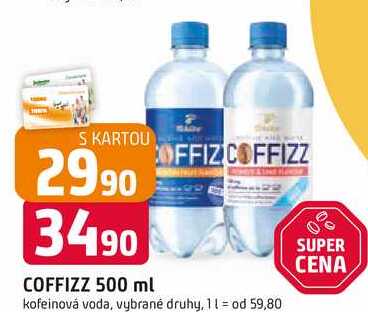 COFFIZZ kofeinová voda, vybrané druhy, 1l