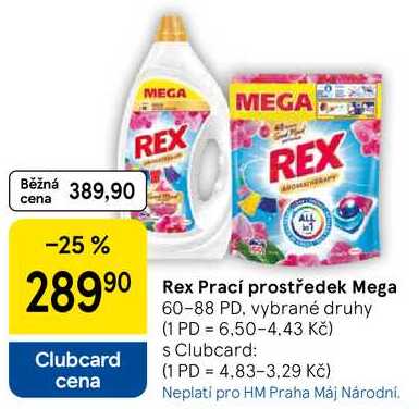 Rex Prací prostředek, 60-88 PD, vybrané druhy Tesco