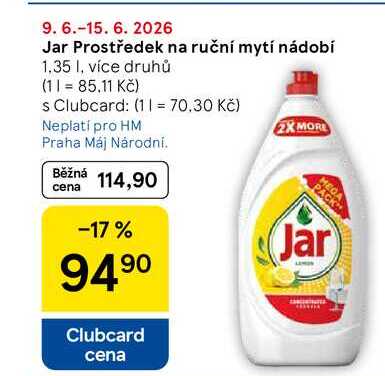 Jar Prostředek na ruční mytí nádobí, 1.35 I, více druhů