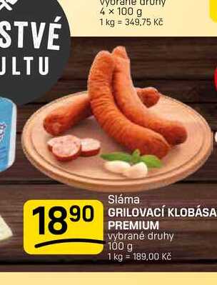 GRILOVACÍ KLOBÁSA PREMIUM vybrané druhy 100 g 