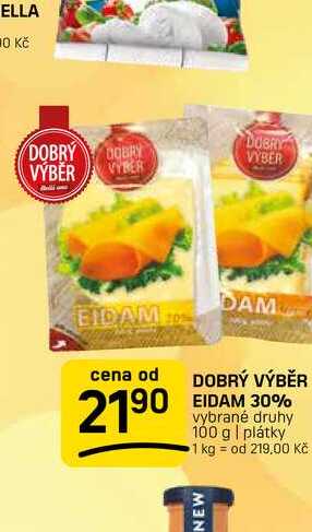 DOBRÝ VÝBĚR EIDAM 30% vybrané druhy 100 g | plátky