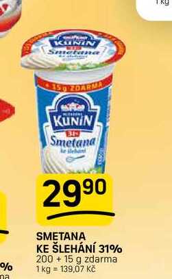 SMETANA KE ŠLEHÁNÍ 31% 200g