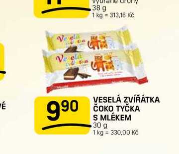 VESELÁ ZVÍŘÁTKA ČOKO TYČKA S MLÉKEM 30 g