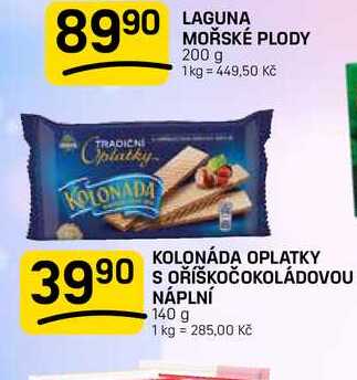 KOLONÁDA OPLATKY S OŘÍŠKOČOKOLÁDOVOU NÁPLNÍ 140 g
