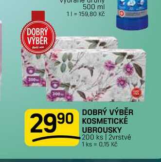 DOBRÝ VÝBĚR KOSMETICKÉ UBROUSKY 200 ks | 2vrstvé FLOP