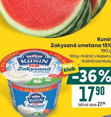 Kunín Zakysaná smetana 15% 190g