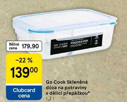 Go Cook Skleněná dóza na potraviny s dělicí přepážkou, 1,3 I