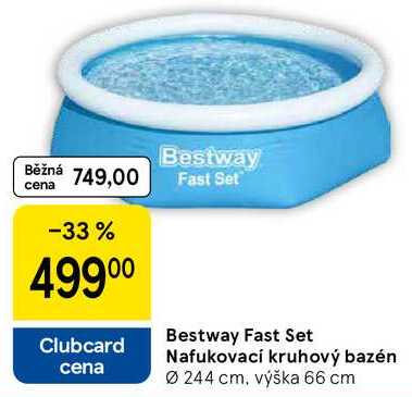 Bestway Fast Set Nafukovací kruhový bazén, průměr 244 cm, výška 66 cm