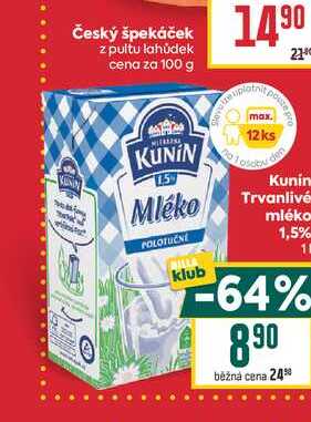 Kunin Trvanlivé mléko 1,5% 1l