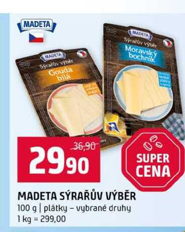 MADETA SÝRAŘŮV VÝBĚR 100 g plátky vybrané druhy