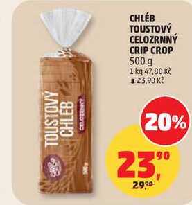 CHLÉB TOUSTOVÝ CELOZRNNÝ CRIP CROP, 500 g