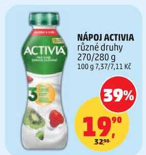 NÁPOJ ACTIVIA různé druhy, 270/280 g