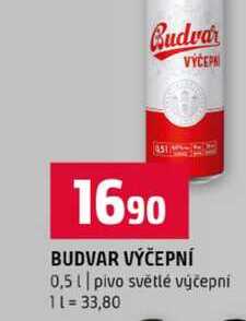 BUDVAR VÝČEPNÍ 0,5l pivo světlé výčepní