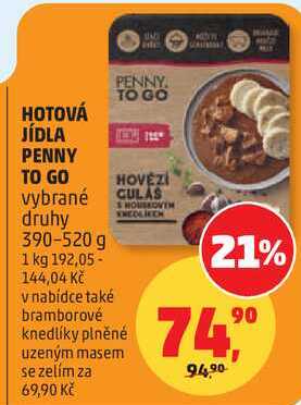 HOTOVÁ JÍDLA PENNY TO GO vybrané druhy, 390-520 g