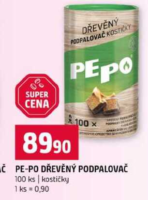 PE-PO DŘEVĚNÝ PODPALOVAČ 100 ks kostičky Terno