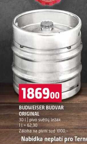 BUDWEISER BUDVAR ORIGINAL 30l
