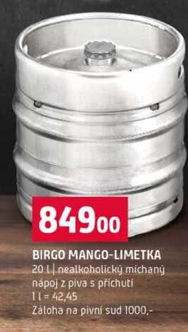 BIRGO MANGO-LIMETKA 20l nealkoholický míchaný nápoj z piva s příchutí