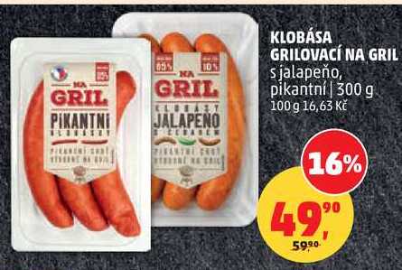 KLOBÁSA GRILOVACÍ NA GRIL s jalapeño, 300 g 