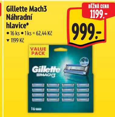 Gillette Mach3 Náhradní hlavice, 16 ks Albert