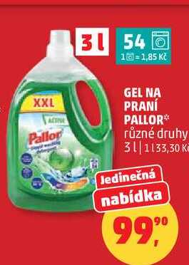 GEL NA PRANÍ PALLOR různé druhy, 3 l