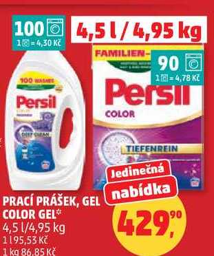PRACÍ PRÁŠEK, GEL COLOR GEL, 4,5 l/4,95 kg Penny Market
