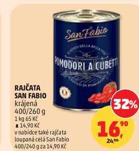 RAJČATA SAN FABIO krájená, 400/260 g 